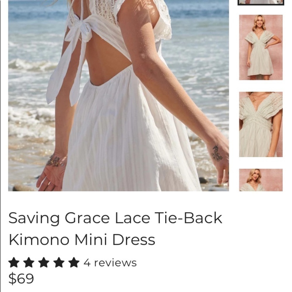Promesa | M | Saving Grace Lace Tie-Back Kimono Mini Dress
